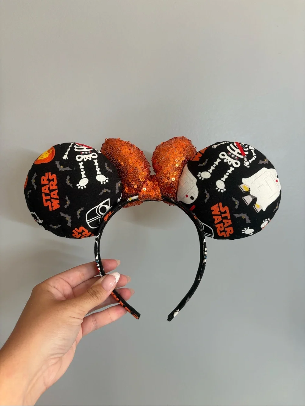 Star Wars Halloween Sequin Bow Mouse Ears Headband - Black & Orange